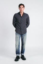 CAMICIA FANTASIA STRETCH INDACO